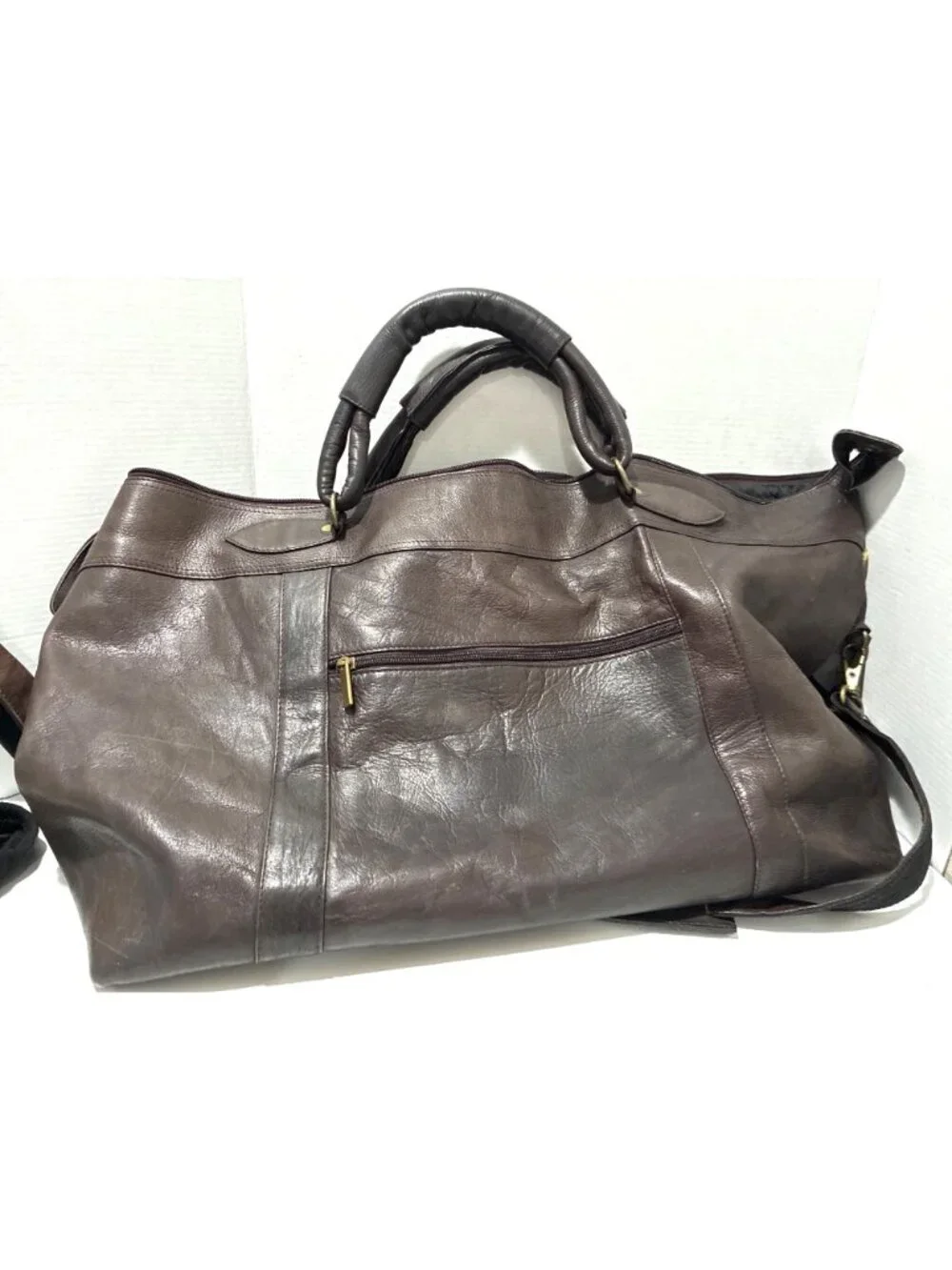 DAVID KING COLOMBIAN LEATHER 25' TOP ZIP WEEKENDER DUFFEL BAG CHOCOLATE